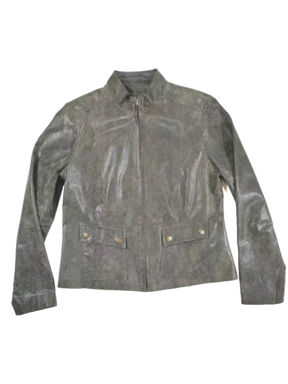 Alfani Women's Medium Leather Jacket Full Zip Posh Street Wear Moto Pockets